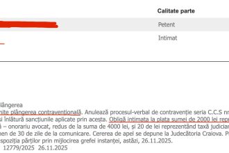10000 de lei amenda pentru intimidarea unui politist