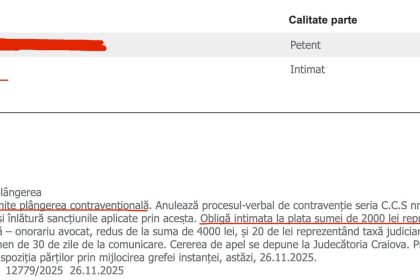 10000 de lei amenda pentru intimidarea unui politist
