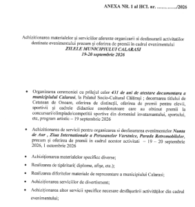 Calarasi Consilierii vor aproba 790000 de lei pentru evenimentele din luna septembrie