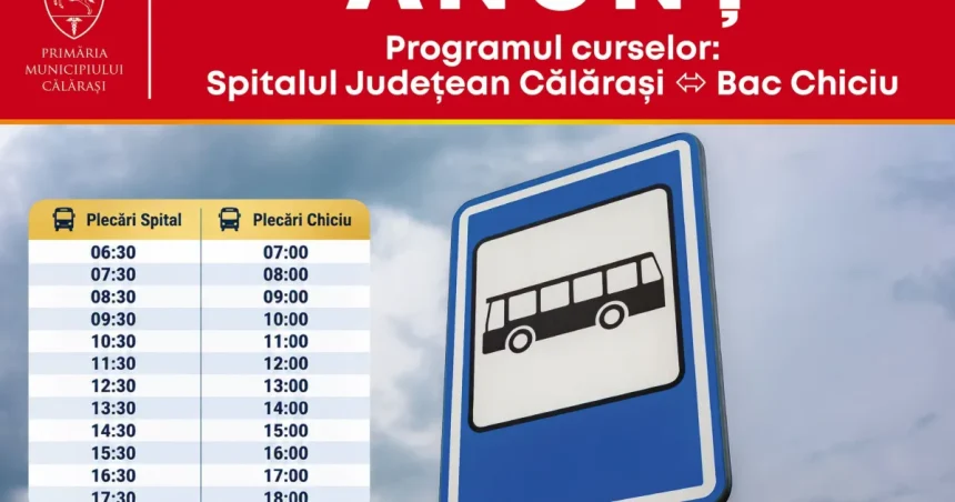 ALITRANS anunță curse din oră în oră între Spitalul Județean Călărași și Bacul Chiciu