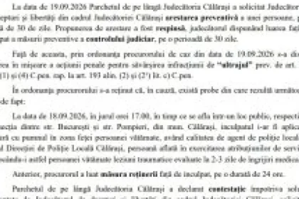 Călărași: Bolnav psihic bate polițist local, judecătorul îl lasă liber