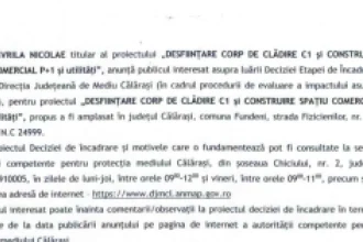 Decizie de încadrare: desființare corp C1 și spațiu comercial P+1, Fundeni