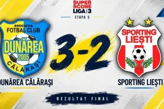 Dunărea Călărași ia trei puncte în 10 oameni, după un meci nebun cu Sporting Liești